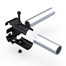 Схема в разборе кронштейна DF10B для надёжного крепления труб Ø28 мм