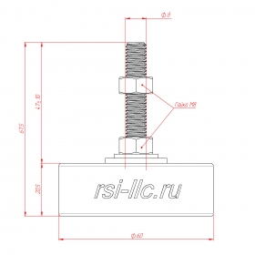 Чертёж опоры регулируемой D60M8H60