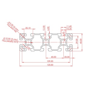 OB-40120-S10-RAL3020 | Профиль 40х120 мм. Паз 10 мм (Красный) изображение 1