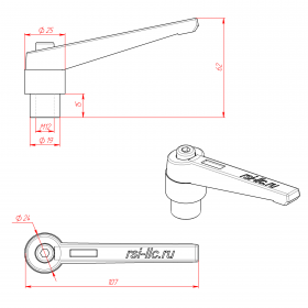 Чертёж ручки с внутренней резьбой М12