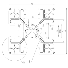 OB-4040S10-SL-RAL5005 | Профиль облегченный 40х40 мм. Паз 10 мм (Синий) изображение 1