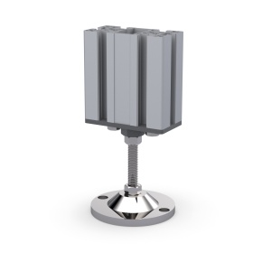 Регулируемая опора (ножка) из нержавеющей стали, артикул 7644 установлена в профиль через опорную плиту