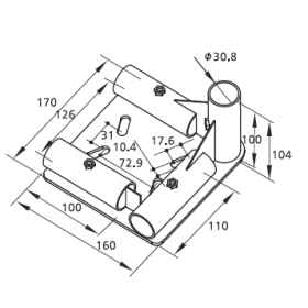 Чертёж подробный: Правый адаптер для ролика FH-1002R.