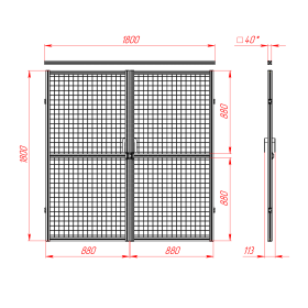 SG-40-1800-1800-2Door | Ворота распашные 1800x1800 для ограждения, серия 40 (Анодированные) изображение 1