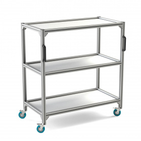 Подкатная стойка 600х1200 мм на 3 полки из конструкционного профиля