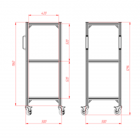 Чертёж стойки 500х500х1300 из конструкционного профиля