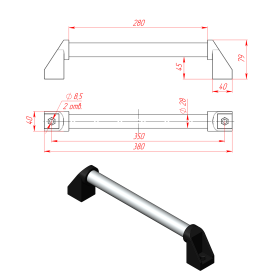 DH28-L350-E2 | Ручка дверная D28 (350 мм) изображение 1