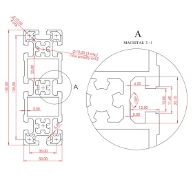 OB-50150-RAL3020 | Профиль 50х150 мм. Паз 10 мм (Красный) изображение 1