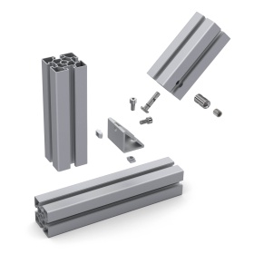 Схема установки трехстороннего углового соединителя для соединения конструкционных профилей на три стороны