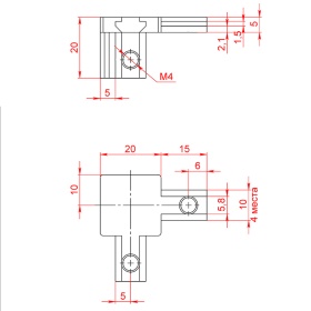 Чертеж - 3-х стороннего соединителя арт. 2065