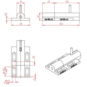 Чертёж алюминиевого засова арт. 3118