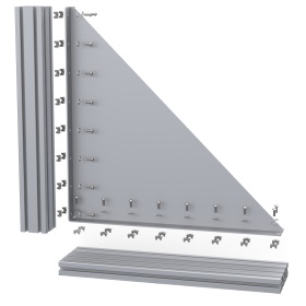 Уголок 675х675 мм стальной большой с ребром для профиля серии 45 схема сборка с сухарями