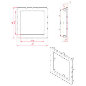 TS-8080-CAP | Пластиковая заглушка для телескопического профиля TS-8080-6060 изображение 1