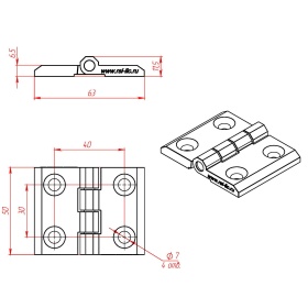 Чертеж алюминиевая петля 40х40