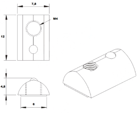 Чертеж - сухарь пазовый с прижимным шариком М4-20