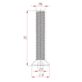 Чертёж Винт М4х25 DIN7991 (потай)