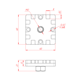 TS-6060-Connector | Соединитель стальной к телескопическому профилю 60х60 для шарниров 60х60 изображение 2