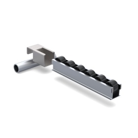 Соединительный элемент FH-2045A для перпендикулярного крепления круглой трубы 28 мм к алюминиевой роликовой направляющей.