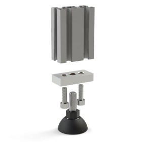 Схема установки опорной плиты на профиль 30х60 мм