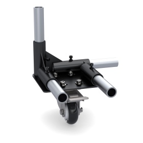 1. Ролик поворотный с тормозом D75 FHJ-303 с трубами и кронштейном в модульной системе. 2.