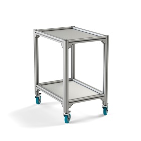 Стойка прямоугольная подкатная на колёсах 500х700х850 2 полки