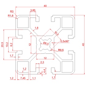 OB-4040L-RAL5015 | Профиль 40х40 мм, облегченный. Паз 8 мм (Голубой) изображение 1
