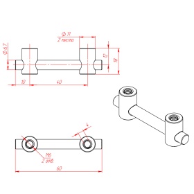Чертёж Быстрый соединитель двойной, серия 40 паз 8