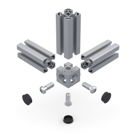 Кубический соединитель сборка на профилях серии 40 паз 10