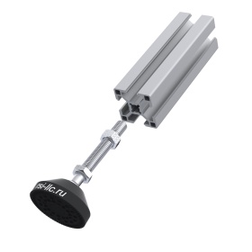 Ножка регулируемая из нержавеющей стали, артикул 7874 — изображение, подчёркивающее материал изделия — нержавеющую сталь.