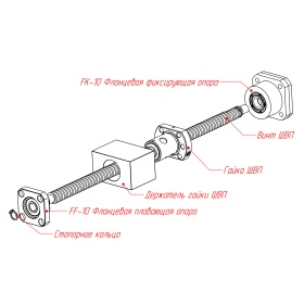 Плавающая фланцевая опора FF-10 под вал D8 мм, подшипниковый узел для крепления
