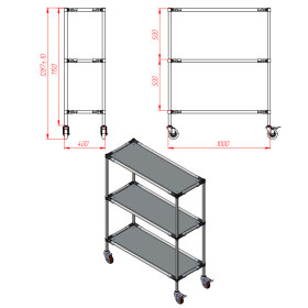 Подкатная тележка 1000х400х1300-3
