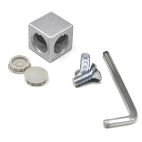 Все необходимое для монтажа кубического соединителя с профилем серии 20