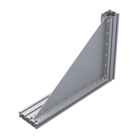 Прямоугольный большой уголок 440х600 мм с ребром жесткости на профиль серии 40