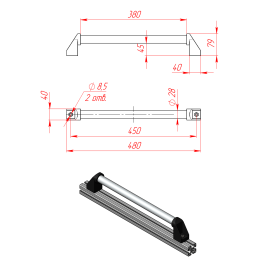 DH28-L450-E2 | Ручка дверная D28 (450 мм) изображение 1