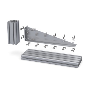 Уголок 440 мм стальной с ребром для профиля серии 40 сборка с сухарями