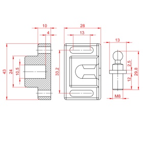 Чертеж защелка механическая универсальная арт. 3150