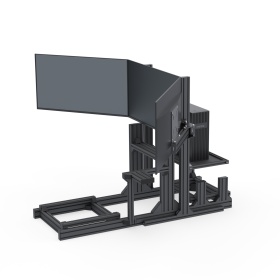 Трипл скрин, полка, мониторы, ситстемный блок, кронштейны для симрейсинга (серия 40 паз 8 мм) Чёрный