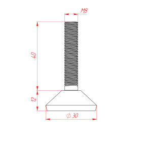 Шарнирная опора D30M8H40-SH чертеж