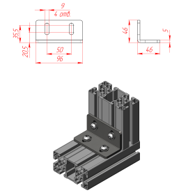 8505s | Стальной угловой соединитель 50х100 мм изображение 1