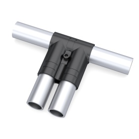 Соединительный элемент DF9B — параллельное и торцевое перпендикулярное соединение труб Ø28 мм, металл, порошковая покраска.