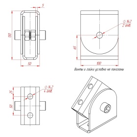 Чертёж стального шарнира 50х100 мм