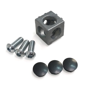 Соединитель кубический, трехсторонний, к профилям 20х20 с крепежом и заглушками