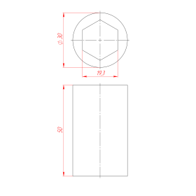 ML-C1005 | Втулка для шестигранной оси 19 мм, толщина 50 мм изображение 2