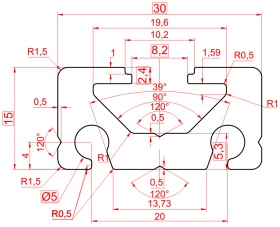OB-1530S8-RAL9005 | Профиль 15х30 мм. Паз 8 мм (Черный) изображение 1