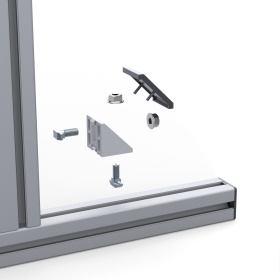 Анодированный алюминиевый профиль 40×40 с пазом 8 мм для симрейсинг-кокпита, крупный план соединения