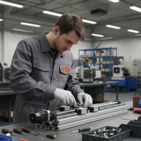 Процесс сборки модуля линейного перемещения на базе профиля 50х180