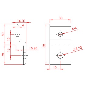 Чертеж кронштейна крепления панелей и сеток, серия 30
