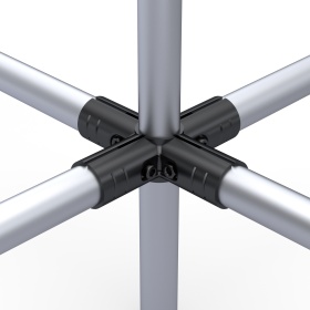 Угловой кронштейн DF5B для перпендикулярного соединения пяти труб 28 мм — прочный металлический элемент