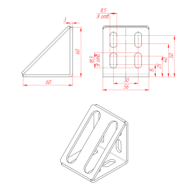Чертеж углового соединителя 8105-2S