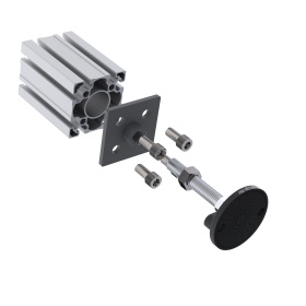 Схема крепления: Опора (ножка) с наклонной регулировкой, артикул 7082: комплект включает гайку для сборки